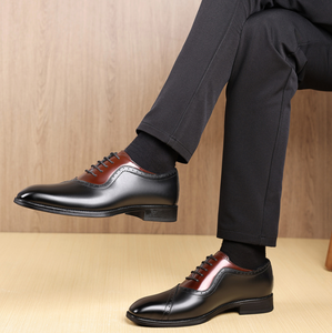 Zapatos de hombre 2025, zapatos de cuero con cordones y punta cuadrada, zapatos de cuero de talla grande para hombre de alto mando para hombre - Product Image 4