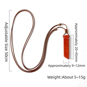 Collier pendentif en pierre naturelle faite à la main, quartz rose, rectangle irrégulier, pierre de guérison, cristal d'ambre, pilier noué - Product Image 5