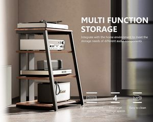 Salon Cuisine Entrepôt En Bois Solide Structure 4 Étagères <span class=keywords><strong>HiFi</strong></span> Armoire Bois Acier Lecteur CD Stand - Product Image 3
