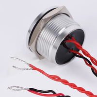 Interruptor piezoeléctrico de montaje empotrado LED de anillo de 22mm, superficie lisa, botón pulsador fácil de limpiar con cable