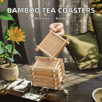 Sous-verres en bambou, supports pour tasses à thé, accessoires pour cérémonie du thé, tapis isolants carrés de 8,5 cm de diamètre, écologiques, tapis à pâtisserie pour mariage