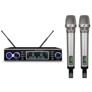 Dual Channel Hot Selling Professional Stage Performance Show Karaoke UHF True Diversity Sound Wireless Microphone