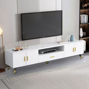 Meuble <span class=keywords><strong>TV</strong></span> moderne <span class=keywords><strong>pour</strong></span> <span class=keywords><strong>TV</strong></span> de <span class=keywords><strong>55</strong></span>/65 <span class=keywords><strong>pouces</strong></span>, centre de divertissement avec armoire de rangement et étagères ouvertes - Product Image 1
