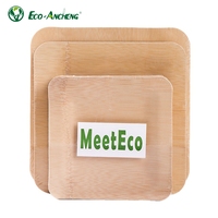 Assiettes carrées en bambou naturel, vaisselle jetable compostable, design personnalisé pour les services de traiteur de banquets de mariage