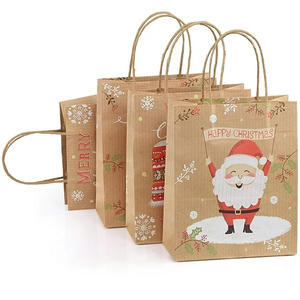 Customized Cartoon Santa Claus Snowman Kraft Paper Gift <strong>Bag</strong> For Holiday Paper Gift <strong>Bags</strong> <strong>Christmas</strong> Goody <strong>Bags</strong> - Product Image 3
