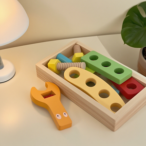 Coffret d'outils en bois pour enfants, jouet de bricolage, coffret d'outils de jardinage pour les enfants de 0 à 7 ans, pour améliorer leur capacité pratique - Product Image 4