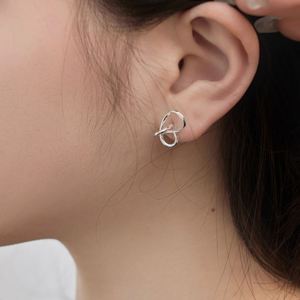 Dylam Simplicity Design 925 Sterling <b>Silver</b> Rhodium Plated Dainty Curve Geometric Jewelry <b>Stud</b> <b>Earrings</b> for Women Daily Dress up - Product Image 3