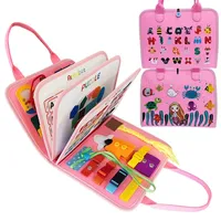 Jouets éducatifs Montessori, tableau d'activités en feutre, jouets sensoriels pour l'autisme, tableau d'activités pour tout-petits, jouets Montessori en bois