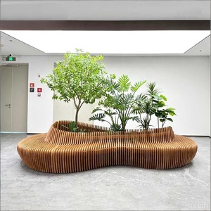 Banco Modular Paramétrico de Madera de Lujo, Asientos Curvos para Exteriores con Jardinera Integrada para Centros Comerciales, Hoteles y Jardines de Alta Gama - Product Image 2