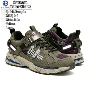 Sneakers Chunky High Street Core - <span class=keywords><strong>Scarpe</strong></span> Gotiche Punk in Denim da Uomo con Borchie, Dettagli Riflettenti e Personalizzazione OEM ODM - Product Image 6