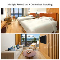 Ensemble de chambre d'hôtel moderne tout-en-un avec panneaux en bois, mobilier personnalisé pour villa, complexe hôtelier et appartement