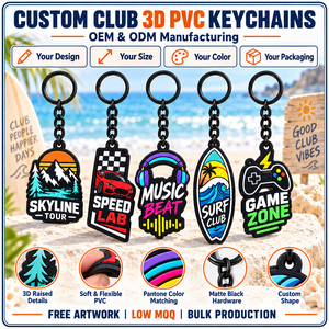 Porte-clés 3D en PVC souple personnalisés pour le voyage, la musique, le surf et les jeux, pour clubs et événements, fabrication OEM ODM - Product Image 4