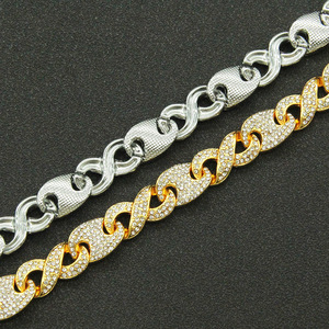 Bijoux plaqués <span class=keywords><strong>or</strong></span> hip hop <span class=keywords><strong>collier</strong></span> chaîne à maillons cubains en grains <span class=keywords><strong>de</strong></span> <span class=keywords><strong>café</strong></span> infinity glacé avec strass bling pour hommes - Product Image 5