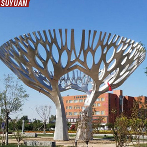 Escultura de Árbol de Acero Inoxidable 3D Grabada Personalizada, Moderna y Grande, Color y Logotipo Personalizables, Ícono Urbano para Exteriores - Product Image 1