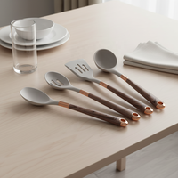 Ensemble d'ustensiles de cuisine nordiques 10 pièces, ustensiles de cuisine en silicone avec manche en plastique
