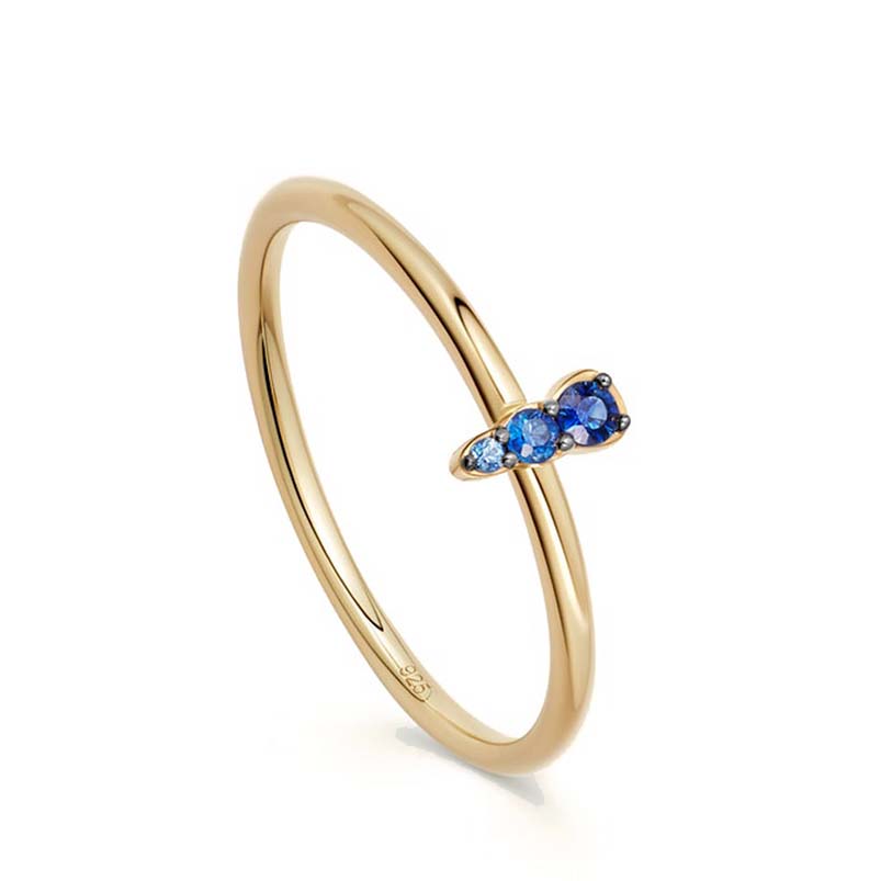14K Oro-Piedra azul