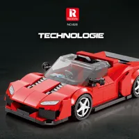 Reobrix 828 298 pièces Supercar technique MOC, modèle de voiture de course sportive rouge classique, jouet de construction DIY en briques, ensembles de blocs de construction pour enfants pour les fêtes