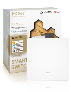 Interruptor de Luz Inteligente WiFi MOES Tuya Matter, Versión EU, Control Remoto por Aplicación, Compatible con <span class=keywords><strong>Alexa</strong></span>, Google Home, <span class=keywords><strong>Apple</strong></span> Homekit, Smartthings - Product Image 1