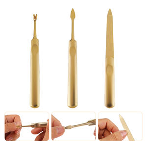 <span class=keywords><strong>Kit</strong></span> d'outils pour ongles avancés, pinces à cuticules dorées, pousse-cuticules, ciseaux à cuticules pour les artistes des ongles, manucure professionnelle - Product Image 3