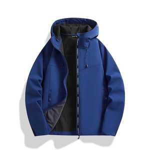 Men Waterproof Fleece Lined Softshell Windbreaker Jacket Outdoor Hiking Wear Full Sleeve Natural Waist - Product Image 2