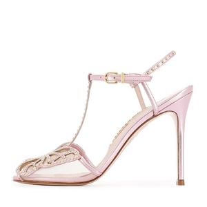 Sandales à talons hauts pour femmes, design élégant, décorées de clous, à bout ouvert, avec bride à boucle, chaussures d'été pour soirée, taille 43 - Product Image 5