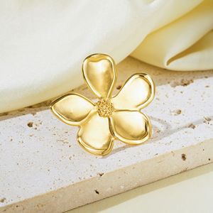 Bague en acier inoxydable JZ248 style pastoral européen et américain, motif floral goutte d'huile, plaqué or 18 carats sous vide, haut de gamme et simple - Product Image 4