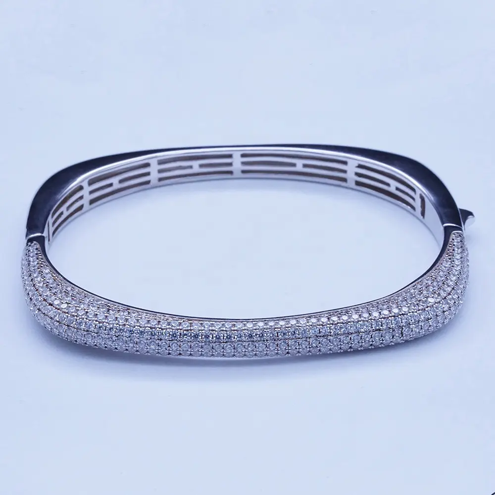 Joyería de plata brillante, diseño de pulsera de CZ medio completo