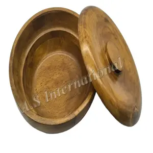 Indian Manufacturer Of Bamboo Wooden Made Beautifully Round Shape Best Selling Chapati Box Decorative Hand Made Gift