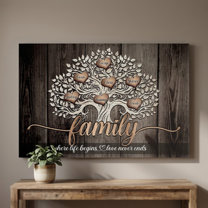 Arbre généalogique personnalisé en bois de manguier naturel, design traditionnel rectangulaire, art mural, 80x70cm |   Aqudus suspendu artisanal - Product Image 3