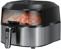 Friteuse à air Anbolife 6L avec grill, 1700W, écran tactile, affichage numérique 45-230°C, fenêtre de visualisation et éclairage, OEM ODM