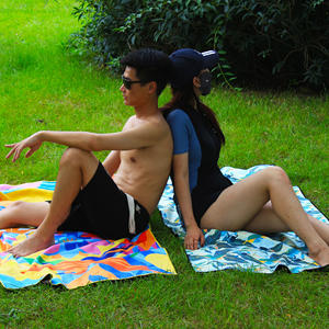 定制标志轻质环保快干超细纤维RPET回收无沙数码印花抗菌沙滩巾 - Product Image 6