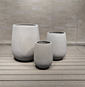 Vase de sol en argile fibreuse sculpté à la main, style nordique moderne européen, luxueux, écologique, durable, léger, avec trou de drainage pour - Product Image 6