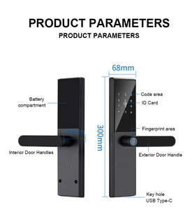 कस्टम थोक बहुमुखी वाईफाई रिमोट फिंगरप्रिंट अनलॉक लॉक उन्नत स्मार्ट डोर हैंडल लॉक उन्नत स्मार्ट डोर हैंडल लॉक - Product Image 5