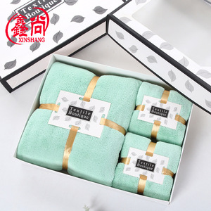 Textile Boutique Coral Fleece Towel Gift Set 35x75cm 70x140cm Thickened <b>Soft</b> Absorbent Purple Rectangle - Product Image 5