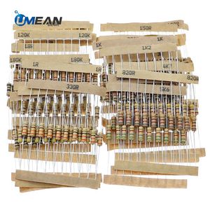 30 types de résistances à film de carbone de 0,5 W, 1/2 W, <span class=keywords><strong>en</strong></span> <span class=keywords><strong>ligne</strong></span>, 1 Ohm ~ 3M Ohm, emballage à quatre anneaux de <span class=keywords><strong>couleur</strong></span>, précision de 5 %, couramment utilisées - Product Image 1