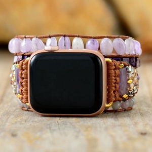 2024 Black <span class=keywords><strong>friday</strong></span> Bohême Améthyste Pierres Bracelet En Cuir De Luxe À La Main pour <span class=keywords><strong>Apple</strong></span> Watch Band pour 1-9 Série Respirant Caractéristique - Product Image 3