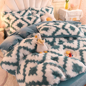 Parure de couette en velours long et chaud pour l'hiver, poids lourd, 4 pièces, polyester tissé, 400TC, sur mesure, luxe, shaggy, pour achat en gros - Product Image 4