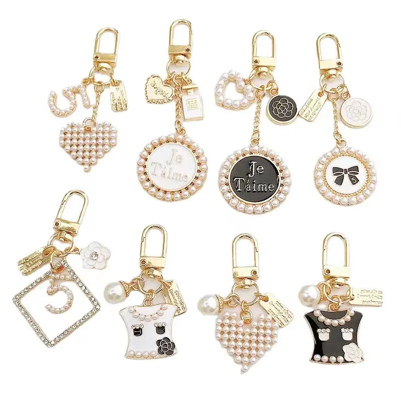 חמוד לב Keychain נשים ילדה אופנה מעטפת פרל מפתח שרשרת תיק קסמי זהב מפתח טבעת תכשיט עבור Airpods מפתח אבזרים