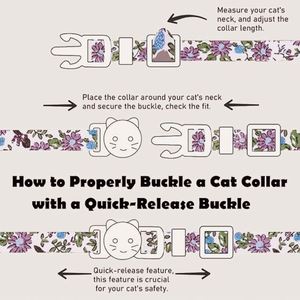 Collar de algodón para gatos con colgante de flores, ajustable, de seguridad, para gatitos, con cascabel - Product Image 3