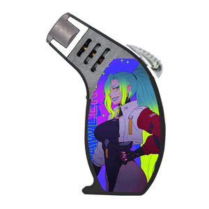 Nouveau Style Cyberpunk Coupe-Vent Cigar Jet Torch Customs Metal Slant Briquets avec Cool Logos - Product Image 3