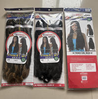 Lot de 3 extensions de cheveux synthétiques bouclés à la française de 22 pouces, trame simple, en vrac pour tresses, vente en gros