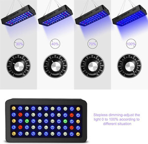 Lampe d'aquarium LED à spectre complet 165W, 2 variateurs, 2 interrupteurs, 3W*55pcs, haute puissance, WRGB, pour récif corallien marin - Product Image 2