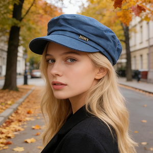 Nueva Colección Otoño/Invierno, Boina de Mezclilla Estilo Coreano Japonés, 100% Poliéster Transpirable, <span class=keywords><strong>Gorra</strong></span> Octogonal para <span class=keywords><strong>Mujer</strong></span> (Influencer) - Product Image 1