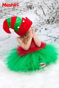 MS - Disfraz de Mamá Noel para Niñas, Vestido de Tul Navideño para Niños, Ropa Festiva Infantil Más Vendida con Sombrero y Medias - Product Image 4