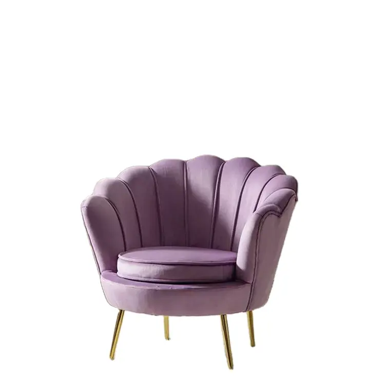 Diskon besar kursi beludru kain Nordik Modern, kursi berlengan kaki logam emas Sofa tunggal BISA kursi untuk ruang tamu