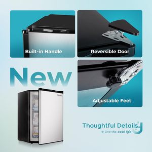 EUHOMY Compact Mini Freezer 3.0 Cubic Feet Stainless Steel Door Single Door <b>Small</b> Freezer - Product Image 6