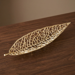 Modern Bold Elegance <b>Leaf</b> <b>Decorative</b> Tray Irregular Shape Plant Pattern Metal Handicraft <b>Wall</b> Art Accent Piece - Product Image 3