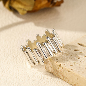 925 <b>Silver</b> Minimalist Multi-Bar <b>Silver</b> Open <b>Ring</b> Contemporary Style Stackable <b>Statement</b> JewelryDesign Fashion Jewelry for Daily - Product Image 6