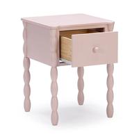 Table de chevet rose en bois pour enfants, design à tiges, avec tiroir de rangement, pour chambre de fille
