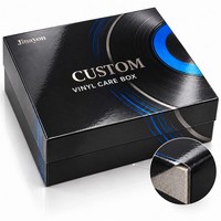 Boîte à base rigide et couvercle personnalisés, imprimée en CMJN, avec finition brillante et logo en vinyle pour emballage cadeau